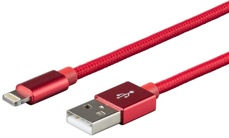  [AUSTRALIA] - Monoprice Apple MFi Certified Lightning to USB Charge & Sync Cable - 1.5 Feet - Red Compatible with iPhone X 8 8 Plus 7 7 Plus 6s 6 SE 5s, iPad, Pro, Air 2 - Palette Series