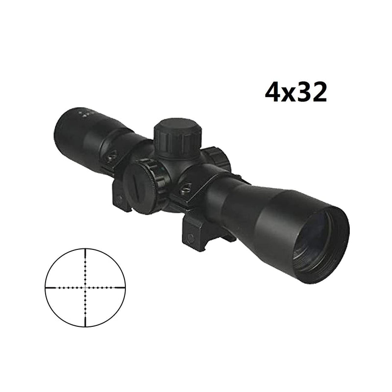  [AUSTRALIA] - Ahlmanstr Tactical Scope for Hunting 4x32 Compact Rifle-Scope with Rings 20mm Free Mounts Long Eye Relief Mil-Dot Reticle 223 .308 Shotgun Scope Series Clear