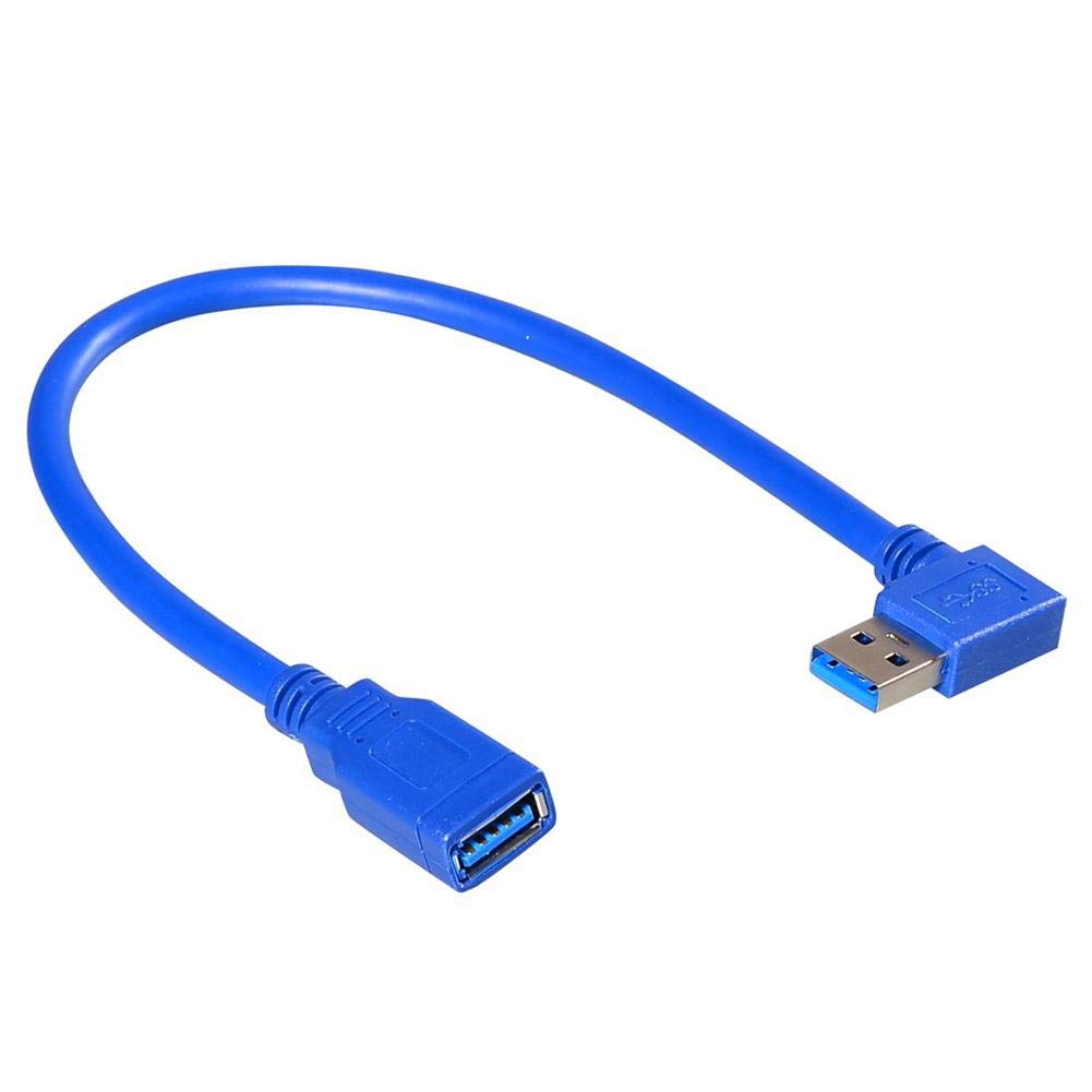  [AUSTRALIA] - SMAYS Right Angle USB 3.0 Extension Cable Male to Female for Apple Pro MacBook Retina Series, Computer, Tablet PC, TV, DVD Player and Save Spaces (1 Foot = 30 Centimeters, Blue)