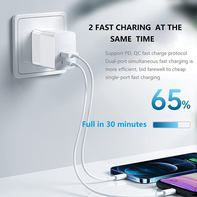  [AUSTRALIA] - Adaptter Charger 20W PD, USB A+C Wall Charger Portable Double-Port Fast Charging Ultra Compact for Type C Travel Plug Cube Power Adapter for iPhone 12 Mini 11 Pro, GS-W18A