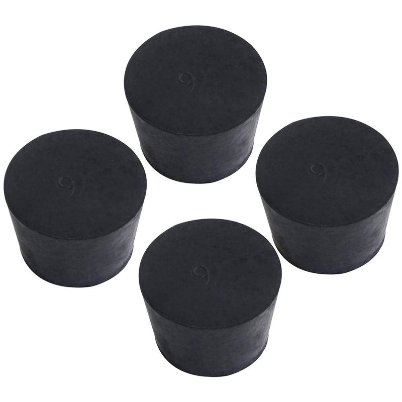  [AUSTRALIA] - 4-Pack (Same Size) Large Solid Rubber Stoppers - Size #9-45mm (1.77in) x 37mm (1.45in) - 30mm (1.18in) Long - Black Lab Plug