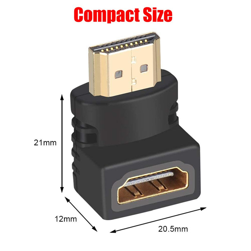 Warmstor 4 Pack Gold Plated HDMI 2.0 Male to Female Adapter Connector, 2 Combos Up Down 90 270 Degree Right Angle HDMI Cable Extender 3D&4K Supported - LeoForward Australia