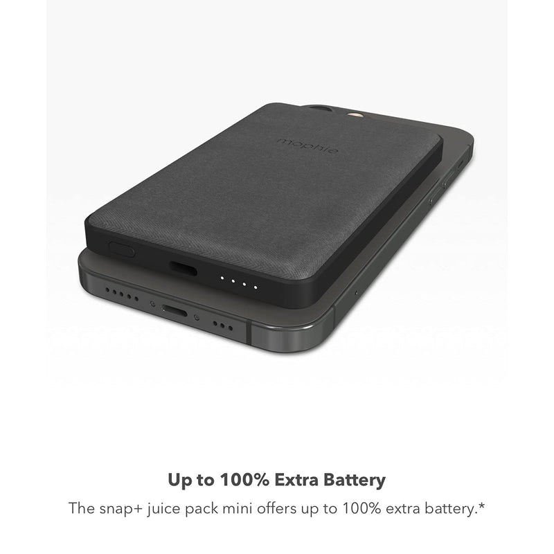  [AUSTRALIA] - mophie snap+ juice pack mini - Magnetic and portable wireless charger containing a 5,000mAh internal battery. - Black