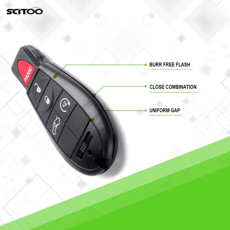 SCITOO 2PCS Car Key Fob Keyless Entry Remote with Ignition Key fit for 2008-2014 Chrysler 300 2008-2013 Chrysler Town & Country 2008-2013 Dodge Challenger M3N5WY783X IYZ-C01C 5 Buttons - LeoForward Australia