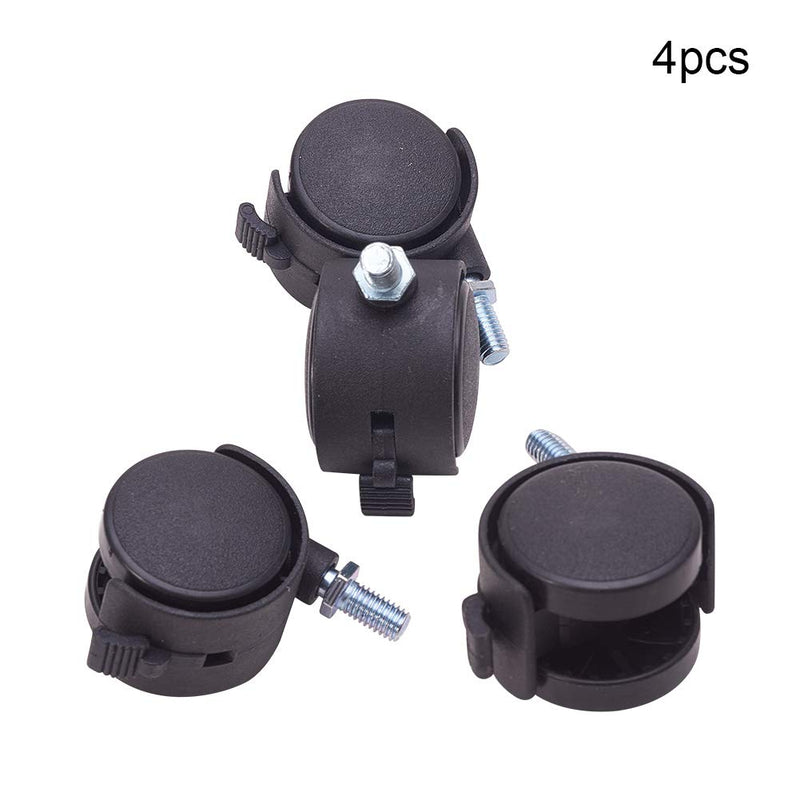  [AUSTRALIA] - MroMax 1.57 inch Wheel Dia PP Swivel Caster Wheels Plastic 360 Degree 8mm x 15mm Threaded Stem Caster Twin Wheel 40mm for Office Chair Commodity Shelf Black Tone with Brake 4Pcs Thread: diameter 8mm+ length 15mm