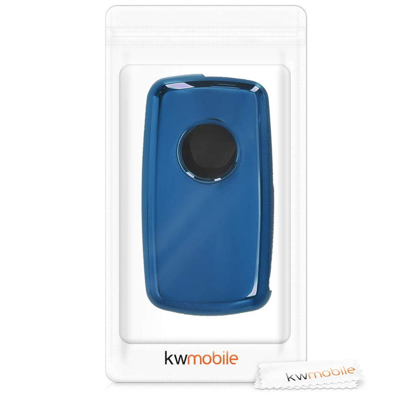  [AUSTRALIA] - kwmobile Car Key Cover for VW Skoda Seat - TPU Key Fob Cover with Varnished Buttons for VW Skoda SEAT 3 Button Car Key - Blue High Gloss