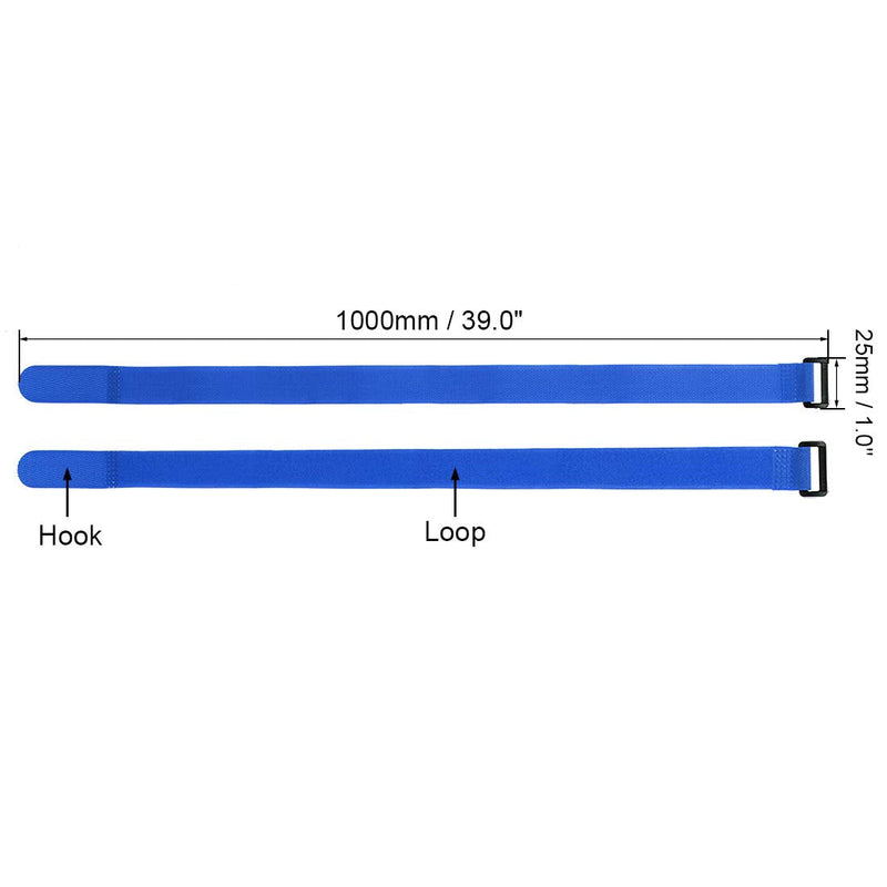  [AUSTRALIA] - uxcell 2pcs Hook and Loop Straps, 1-inch x 39-inch Securing Straps Reusable Fastening Cable Tie (Blue)