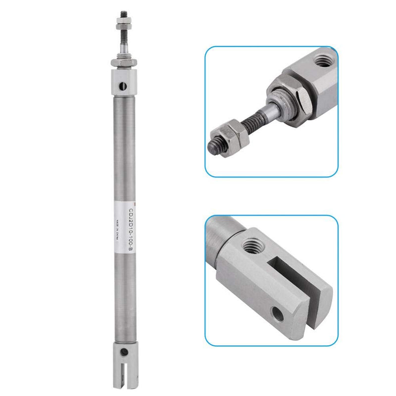  [AUSTRALIA] - CDJ2D10-100-B Pneumatic Mini Slim Air Cylinder 10mm Diameter 100mm Stroke Double-Acting Stainless Steel