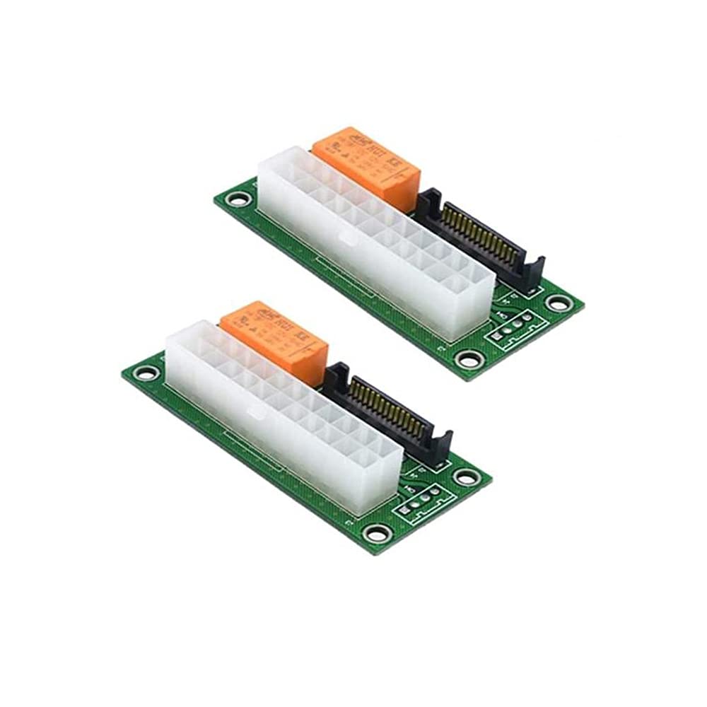  [AUSTRALIA] - 2 Pack Power Sync Starter Card Board sata Dual PSU Adapter Jumper Multiple Power Supply Connector add2psu Adapter ATX 24pin Molex Connector(2pack)