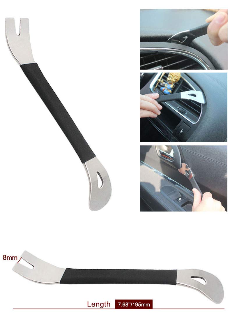  [AUSTRALIA] - Auto Trim Removal Tool Metal for Car, Door Panel Dashboard Radio Audio Navigation Installer, Upholstery Fastener Disassembly Stainless Steel Pry Clip Home