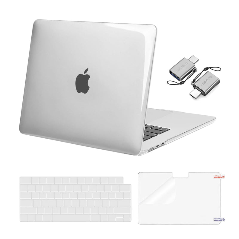  [AUSTRALIA] - MOSISO Compatible with MacBook Air 15 inch Case 2023 Release A2941 M2 Chip Liquid Retina Display Touch ID, Plastic Hard Case&Keyboard Skin&Screen Protector&Type C Adapter 2 Pack, Crystal Clear