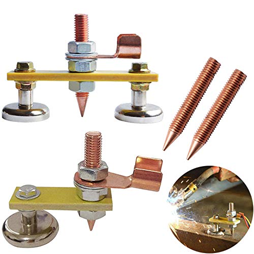  [AUSTRALIA] - QISF 6 Pcs Magnetic Welding Head, Welding Ground Clamp, Magnetic Welding Support,Strong Magnetism Large Suction,Copper Tail Welding Stability Clamps(2 Sets)
