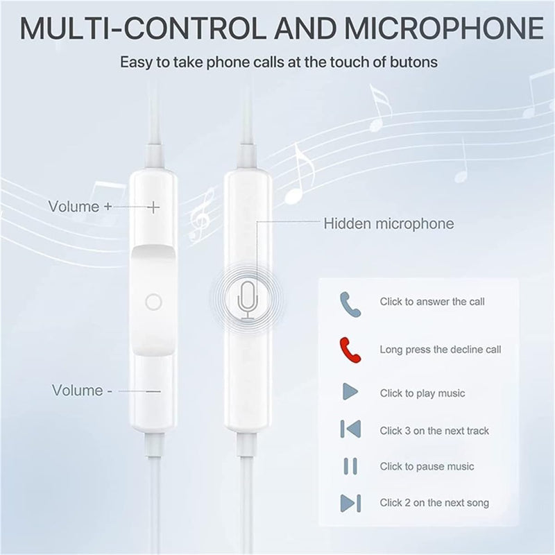  [AUSTRALIA] - 2 Packs-Apple Earbuds for iPhone Headphones Wired Earphones [Apple MFi Certified] Built-in Microphone & Volume Control, Noise Isolating Headsets Compatible with iPhone 13/12/11/XR/XS/X/8/7/SE 2Packs, White
