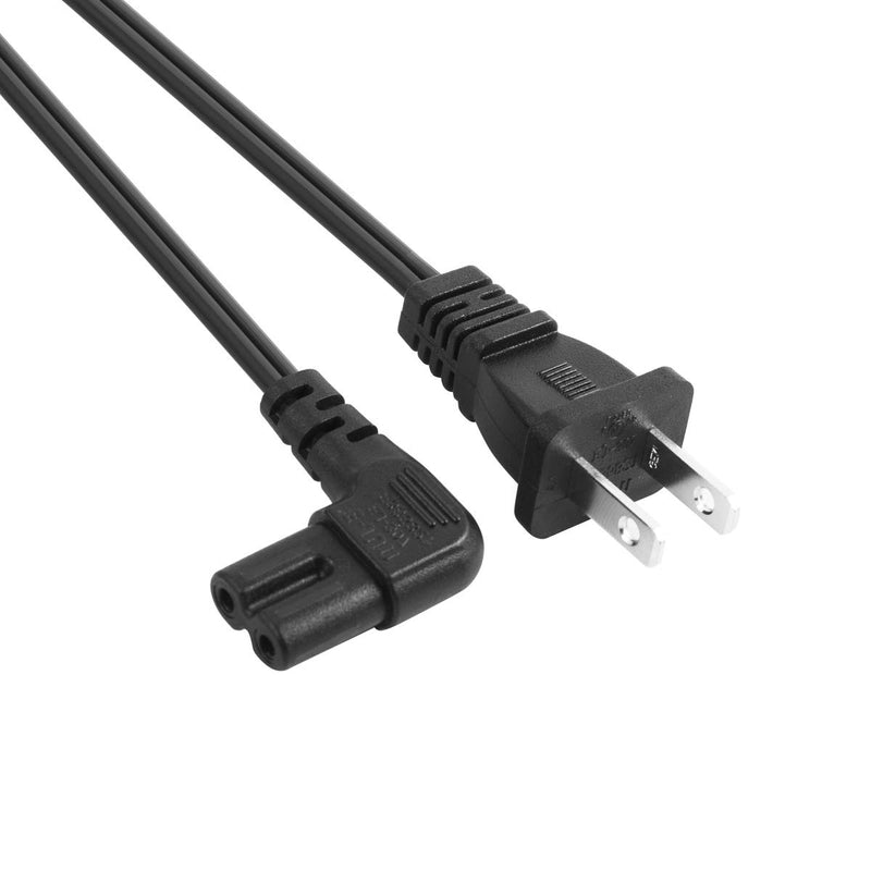 VSEER Universal 2 Prong Power Cord 1 Feet - NEMA 1-15P to IEC320 C7 Figure 8 Shotgun Connector AC Power Supply Cable Wire Socket Plug Jack Right Angle Replacement Black (1FT) 1FT - LeoForward Australia