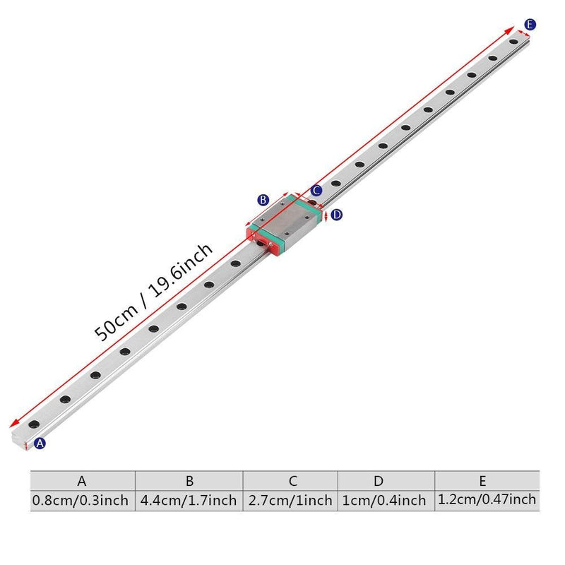  [AUSTRALIA] - MGN12H Mini Linear Sliding Guideway 250/300/ 400/500/ 550mm Linear Sliding Gide with MGN12H Carriage Block for DIY 3 Dimensional Printer and CNC Machine (500mm) 500mm