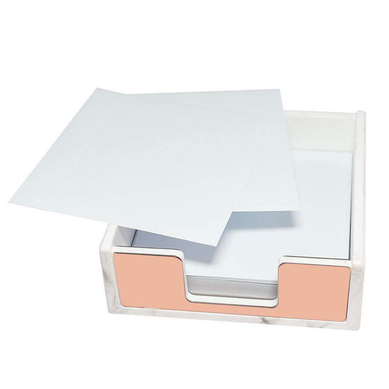 Marble White Rose Gold Sticky Note Holder Memo Pad Cards Dispenser Modern Workplace Acrylic Notepads Paper Cube Tray Office Desk Organizer Decor Marble Rose Gold - LeoForward Australia