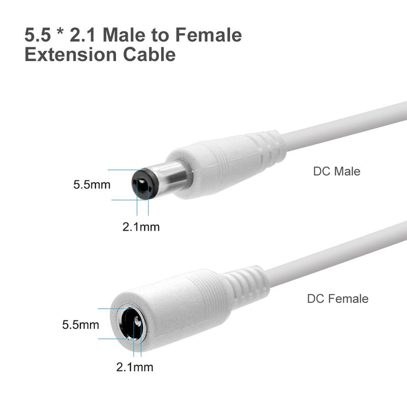  [AUSTRALIA] - IBERLS DC Extension Cable Cord (12FT 2-Pack) 5.5x2.1mm 12V 9V 24V Male to Female Power Plug Cords for Security Camera, CCTV, IP Cameras, LED Light Strip, Standalone DVR