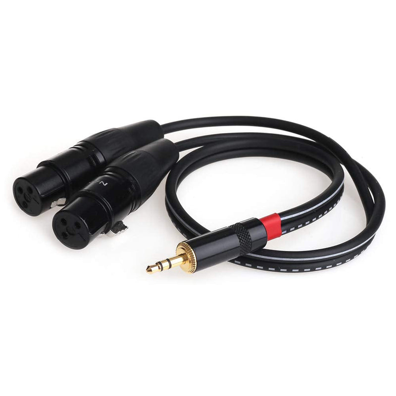  [AUSTRALIA] - NANYI XLR to 3.5mm Splitter Cables, 1/8Inch TRS Stereo Male to Two XLR Female Interconnect Audio Microphone Cable, Y Splitter Adapter Cable0.5M (1.6Feet) 3.5mm To 2XLR Female -1.6FT