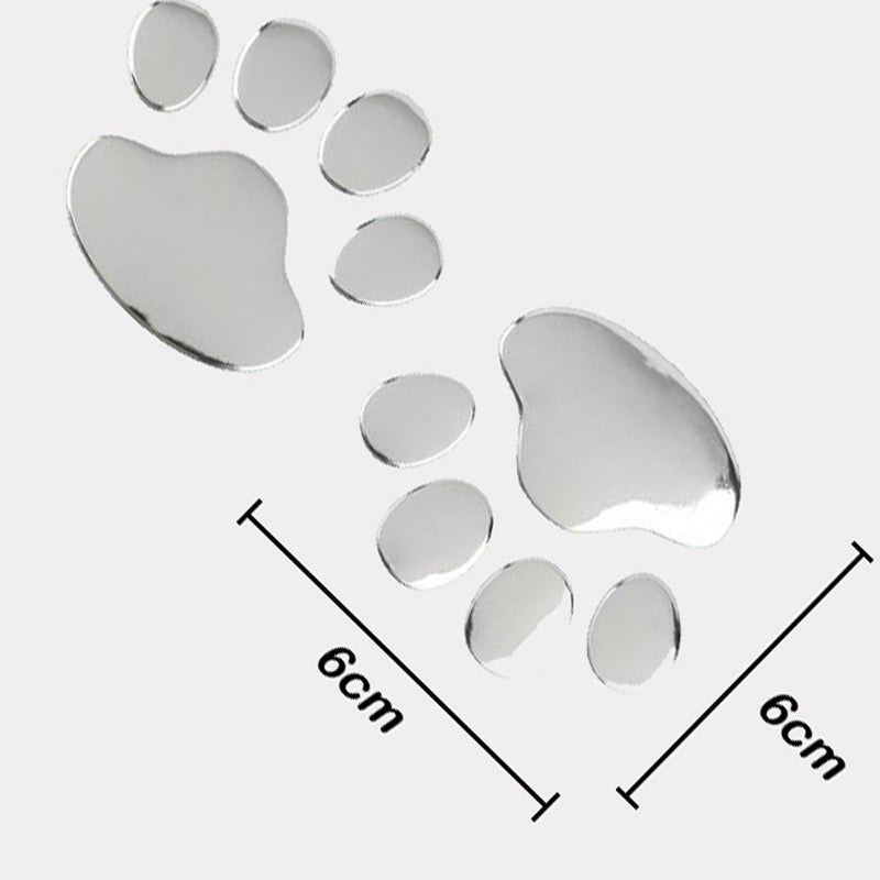  [AUSTRALIA] - Oun Nana 3D Chrome Dog Paw Footprint Sticker Decal Auto Car Emblem Decal Decoration (4pcs)