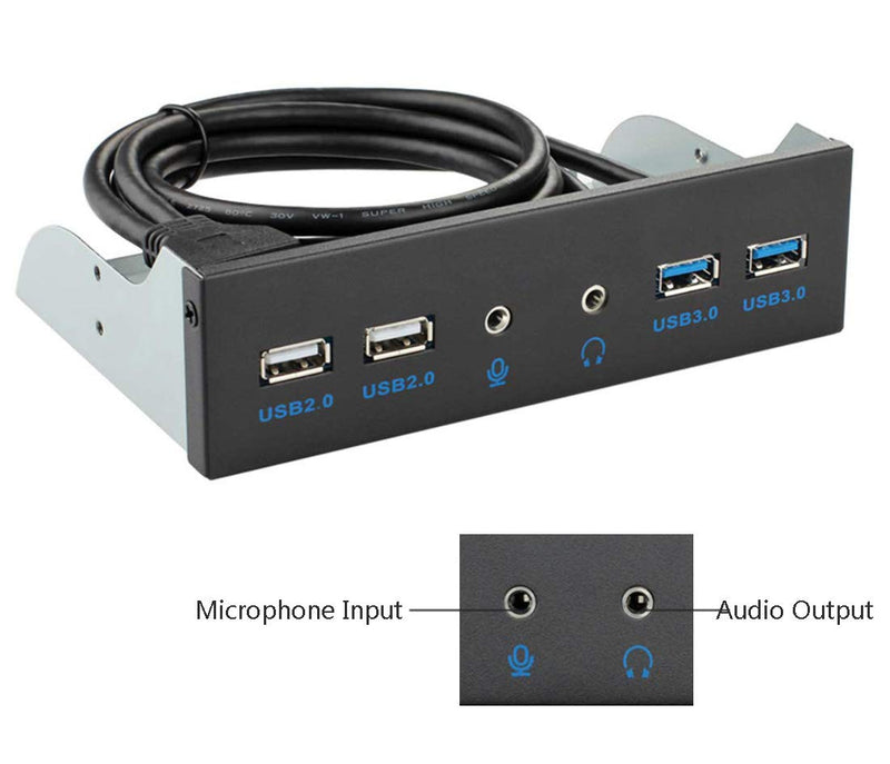  [AUSTRALIA] - VAKABOX 5.25 inch Panel Computer Expansion Board, USB 3.0 Front Panel hub, USB 3.0X2, USB 2.0X2, Microphone Input and Audio Output Ports are Suitable for Computer case