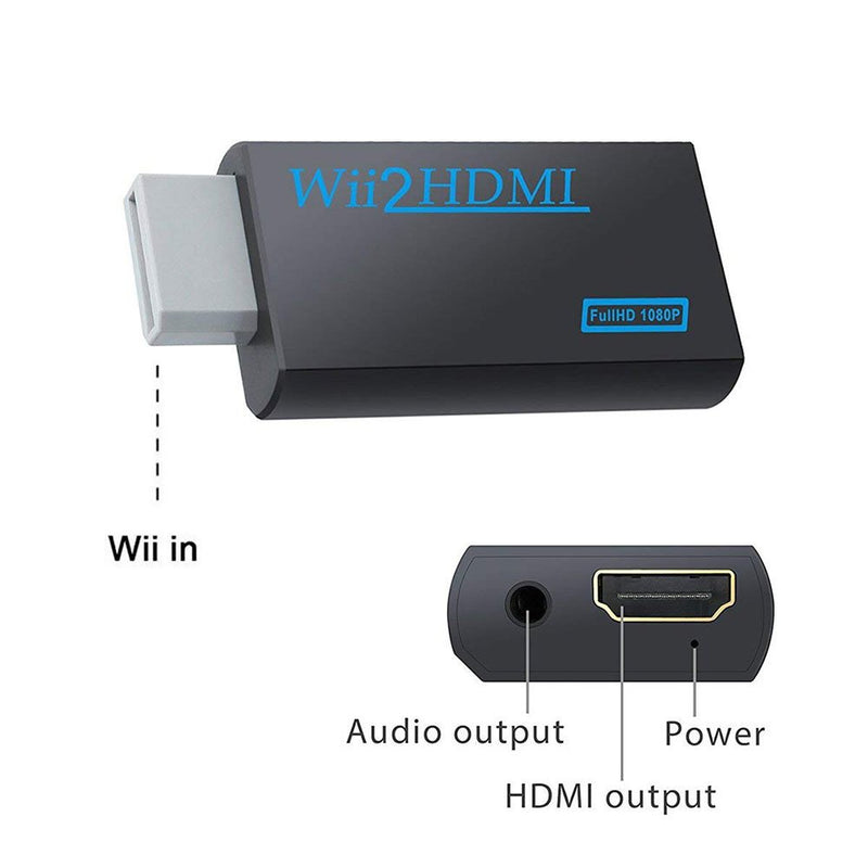 Wii to HDMI Converter Adapter, Sartyee Wii to HDMI 1080P Or 720P Output Video Converter & 3.5mm Jack Audio Output Wii HDMI Converter Supports All Wii Display Modes Black - LeoForward Australia