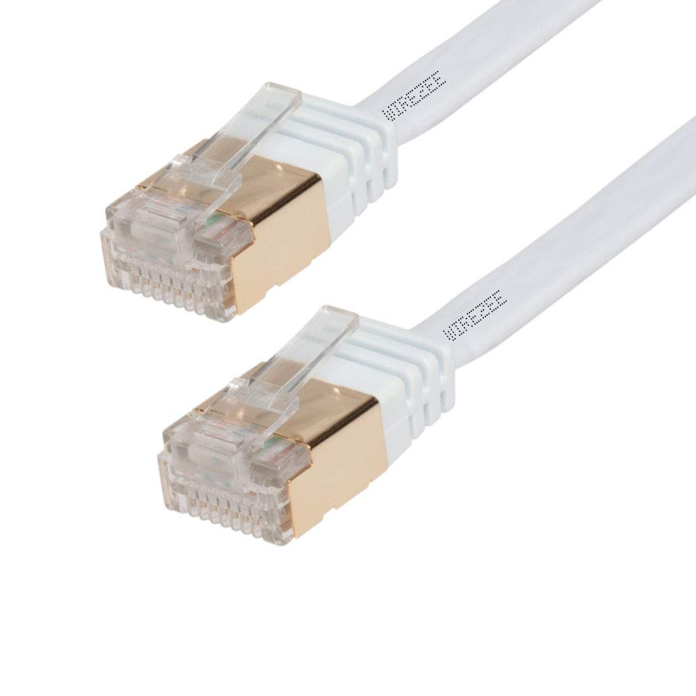  [AUSTRALIA] - High Speed Ultra Flat CAT7 Ethernet Cable, RJ45 Computer Internet LAN Network Ethernet Patch (White, Blue, Black) (10FT, White) 10FT