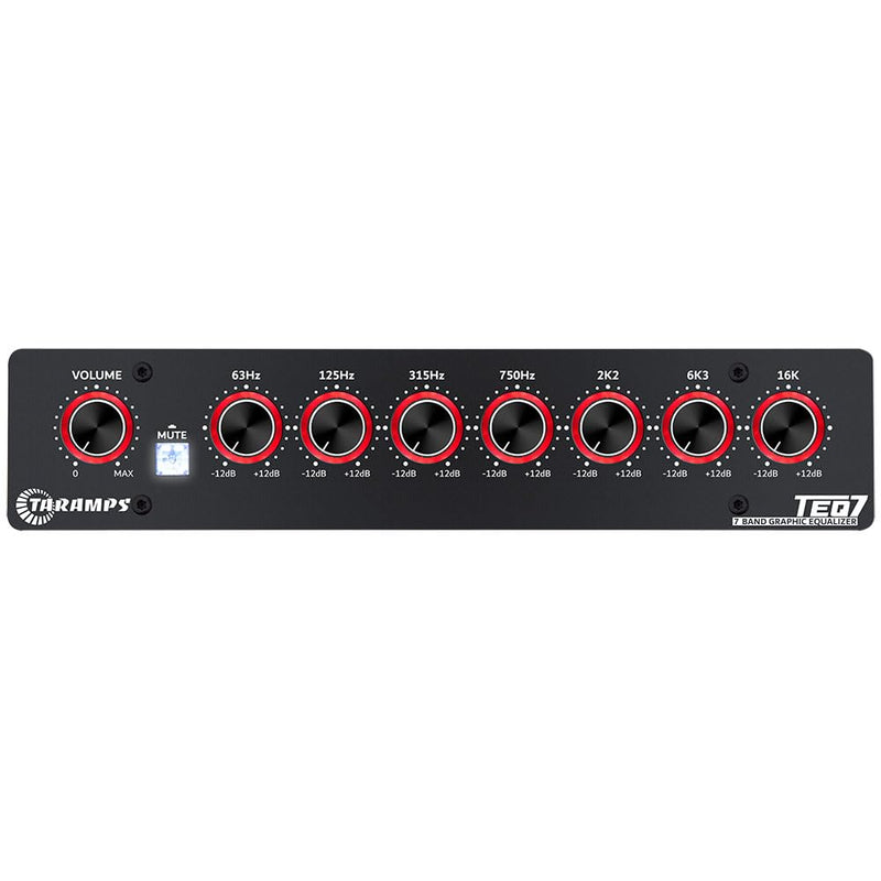  [AUSTRALIA] - Taramp's TEQ 7 Stereo 7-Band Graphic Equalizer RCA Input 2 Channels HPF and LPF Filters Mute Function Car Audio Equalizer EQ, Best Control for Car, Beat, Motorcycle (Red) Red