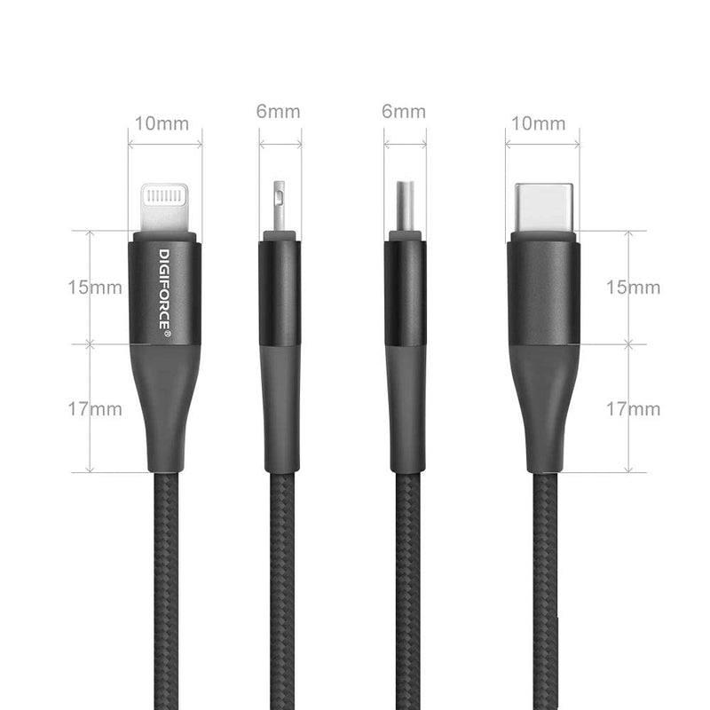 USB C to Lightning Cable, DIGIFORCE iPhone Charger Cable, iPhone Charging Cord, USB C Cable, C Charger Cable, Nylon Braided, Mfi Certified for iPhone 12/11/X/XS/XR/8/7/6/5/iPad/Airpods Black - LeoForward Australia