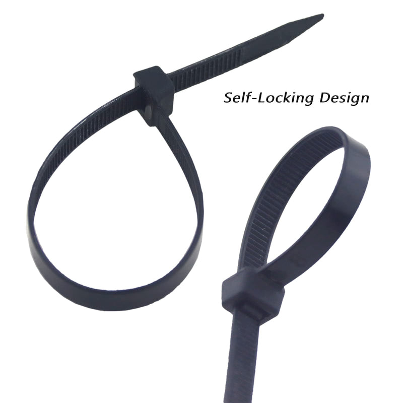  [AUSTRALIA] - Rextin 250pcs Cable Wire Ties Plastic Self-Locking Black Nylon Zip Tie Wraps 7.9Inch and 0.28IN Resistant For Indoor Outdoor (7.9X0.28IN 250PCS) 7.9X0.28IN 250PCS