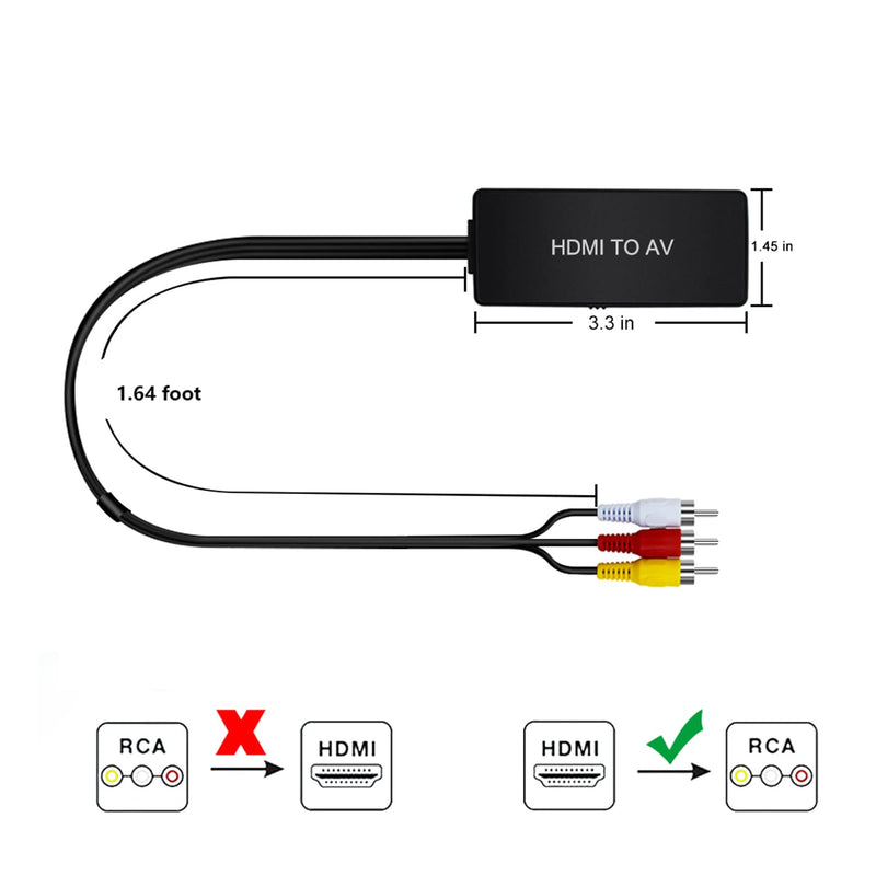  [AUSTRALIA] - RuiPuo HDMI to AV Converter HDMI to Video Audio Adapter Supports PAL/NTSC Compatible for Roku Streaming Stick, Fire Stick, Apple TV, DVD, Blu-ray Player, HD Box ect (HDMI to RCA Converter)