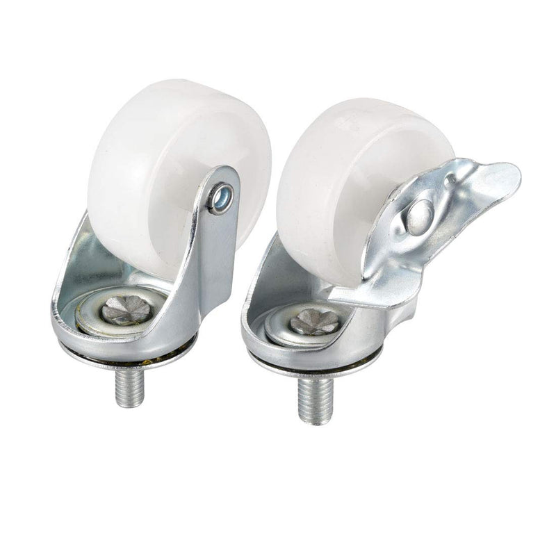  [AUSTRALIA] - uxcell 2 Inch Swivel Caster Wheels PP 360 Degree Threaded Stem Caster Wheel M8 x 15mm, 198lb Total Load Capacity, Pack of 4(2 Brake,2 No Brake)