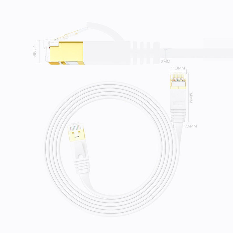  [AUSTRALIA] - Enterest White Ultra Slim Flat Profile Cat 7 Flat Ethernet Cables with High-Speed for Computers/Modem/Smart Televisions/Router/LAN/Printer/MAC/Laptop/Playstation (32.8feet) 32.8feet