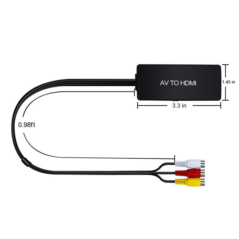  [AUSTRALIA] - RCA to HDMI Converter, AV to HDMI Adapter, Composite/CVBS/Video Audio Converter Support 1080P/720P for HD TV, Display, Projector, PC, PS2/PS3, N64, STB, Xbox, VHS, VCR, DVD, Blue-Ray Players etc.