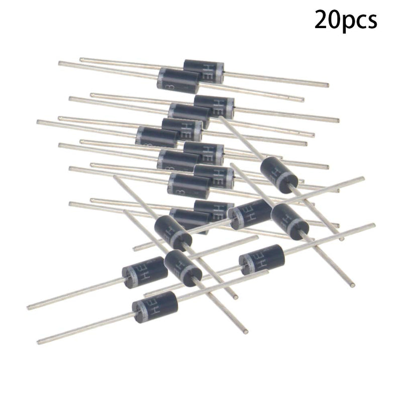 Fielect 20Pcs 3A 60V Schottky Rectifier Diode SR360 Axial Schottky Blocking Diodes SR360 ; 20pcs - LeoForward Australia