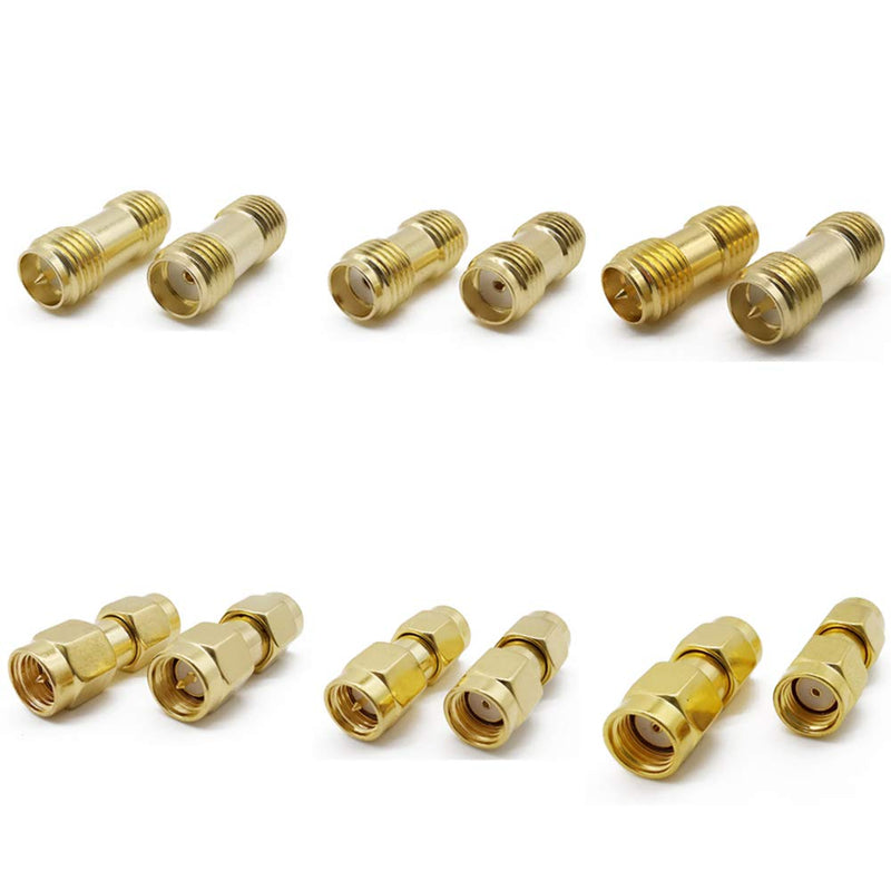  [AUSTRALIA] - ALLiSHOP SMA Connectors kit 18 Type SMA RP-SMA Adapter Plug and Jack Straight and 90° SMA Connector Goldplated Brass RF Coax Connectivity Set for FPV Antennas Radio Baofeng Yaesu IP Camera Project