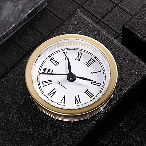  [AUSTRALIA] - Hicarer 2.4 Inch (61 mm) Quartz Clock Fit-up/Insert with Roman Numeral, Quartz Movement (Gold Rim) Gold Rim