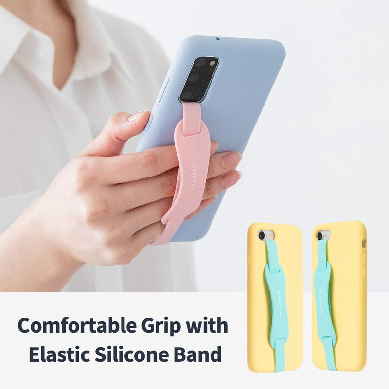  [AUSTRALIA] - Sinjimoru Universal Silicone Phone Finger Grip, Cell Phone Grip Holder with Stretching Loops, for Phone Kickstand on iPhone Cases. Sinji Loop Stand Pink Basic - Pink