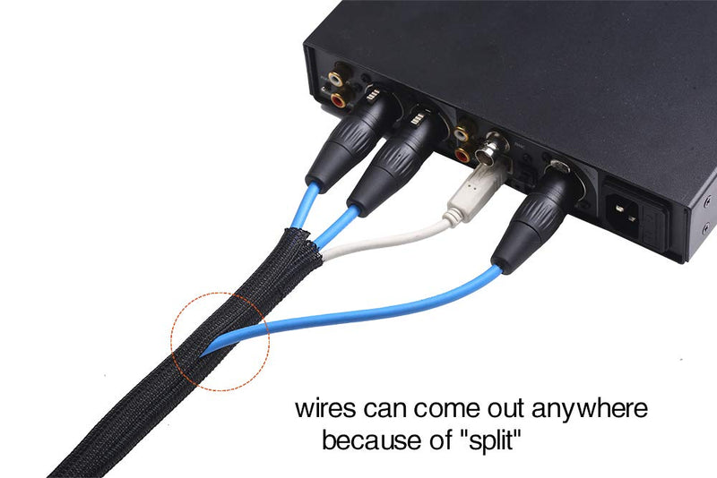  [AUSTRALIA] - Alex Tech 10ft - 1/2 inch Cord Protector Wire Loom Tubing Cable Sleeve Split Sleeving For USB Cable Power Cord Audio Video Cable – Protect Cat From Chewing Cords - Black 1/2"-10ft
