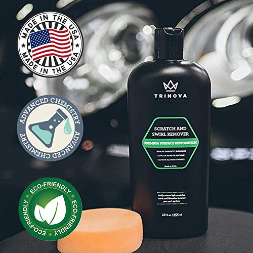  [AUSTRALIA] - TriNova Scratch Swirl Remover - Best Abrasive Compound car Paint Restoration. Kit Includes Buffer pad Removal Polish in a Complete System. Ultimate Solution Clear Coat Care. 12oz