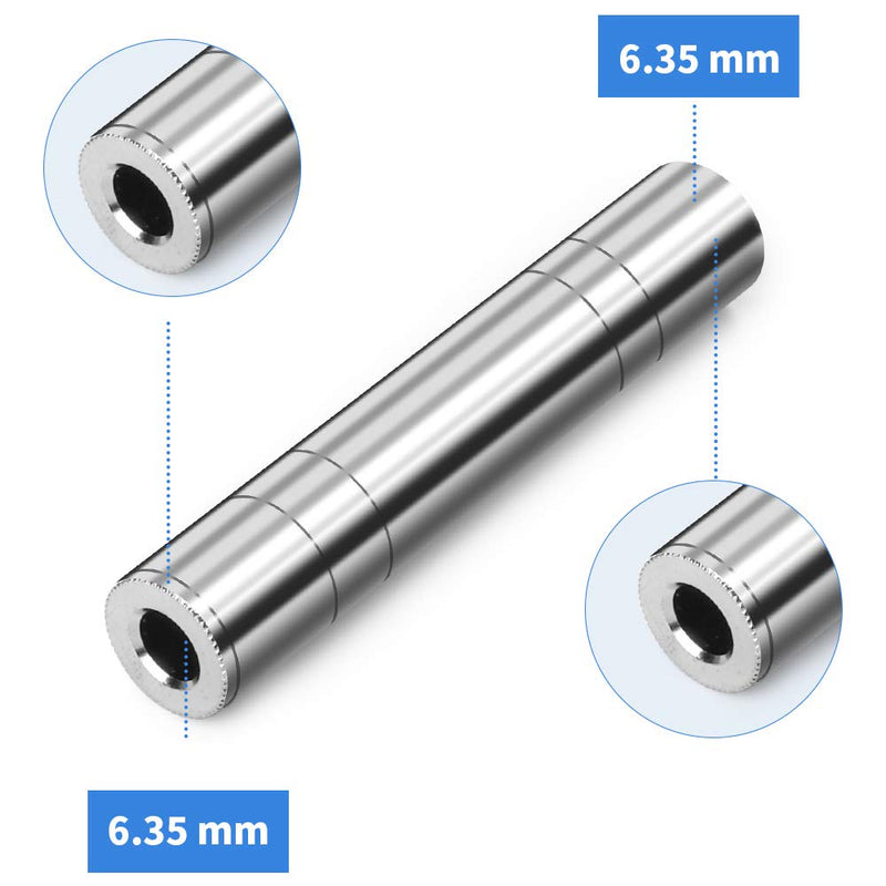  [AUSTRALIA] - Disino 1/4 Inch TRS/TS Female to Female Coupler, 1/4" (6.35mm) Jack Stereo Adapter Joiner, Gender Changer Connectors - 2 Pack