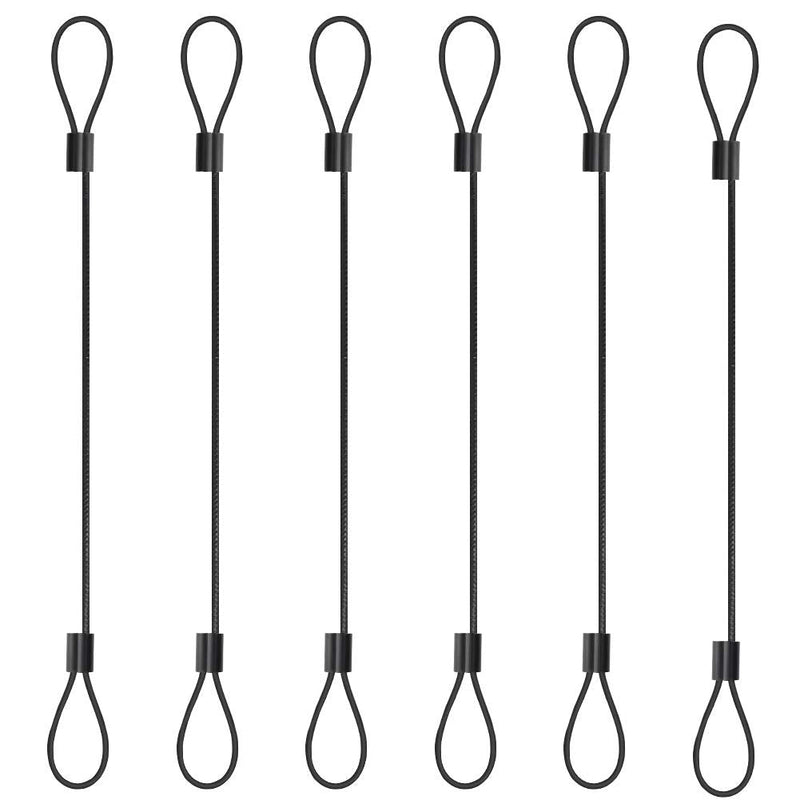  [AUSTRALIA] - 6 Pack Cable Tether (Black Color, 12 inch), Universal Computer Adapter Lock Kit, Adjustable Security Wire Tethering Tie for Your Monitor Converter Cord, Pre-Assembled, Tamper-Resistant 6 PACK