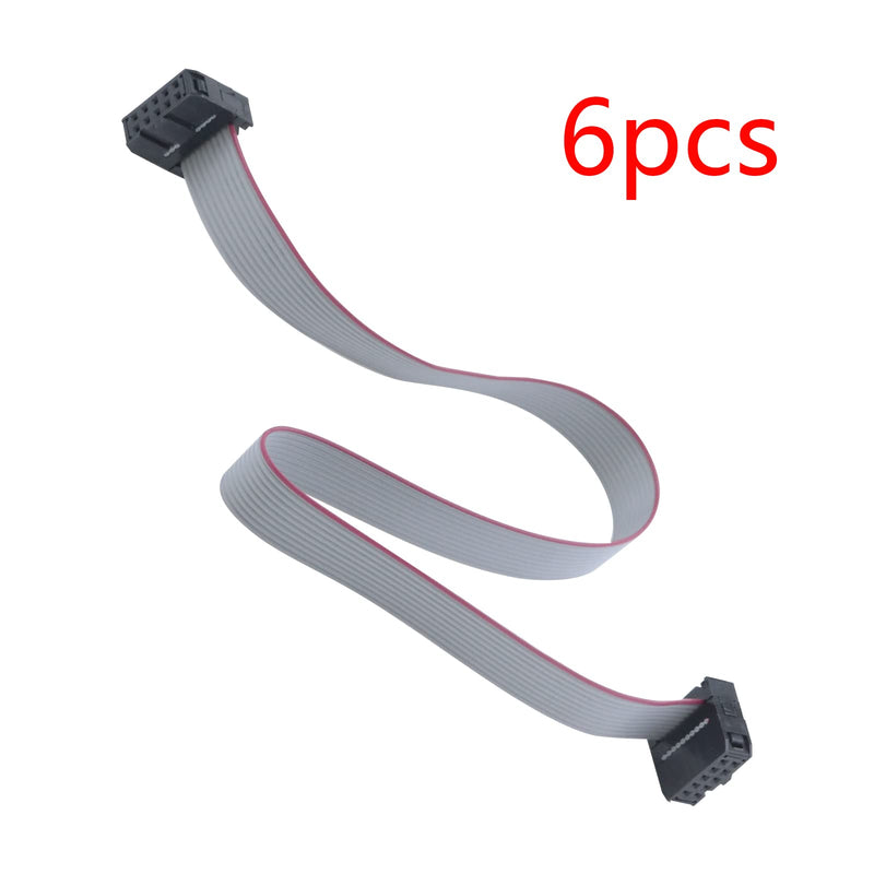  [AUSTRALIA] - Antrader 6 Pieces 2.54 mm Pitch 10 Pin F/F IDC Flat Ribbon Cable Connector Dual Row Data Cable 30cm 10P-30CM grey