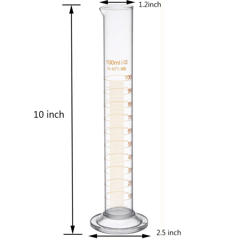 Ronyes Lifescience 100 mL Glass Graduated Cylinder Measuring Single Metric Scale 2 Pcs with Brush (Pack of 2) … - LeoForward Australia