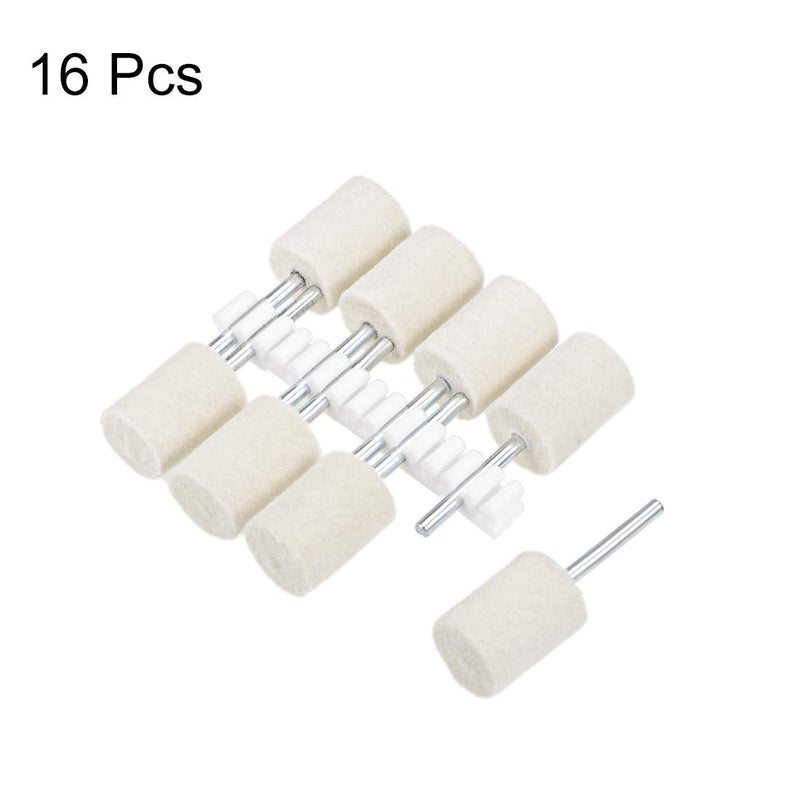  [AUSTRALIA] - uxcell 14mm Wool Felt Mounted Points Cylinder Polishing Bits Burrs Buffing Wheels with 1/8" Shank 16 Pcs