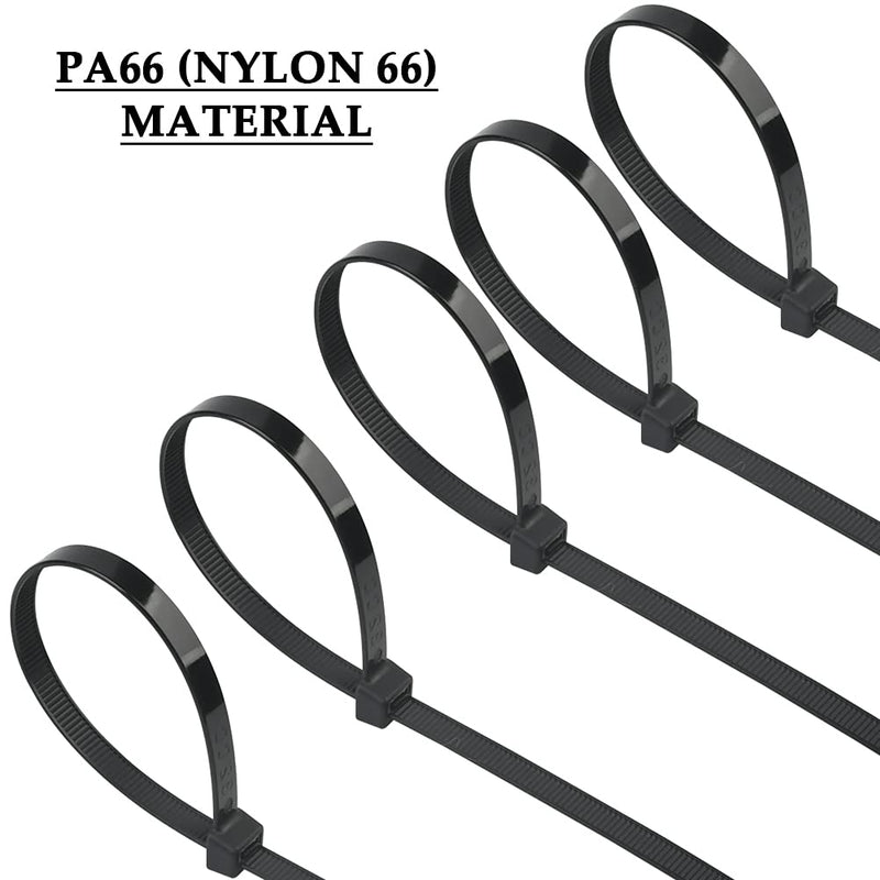  [AUSTRALIA] - BUYGOO 500Pcs Cable Zip Ties, Black Cable Ties, Heavy Duty Zip Ties Black, Zip Ties Assorted Sizes with 100Pcs Cable Tie Mounts, Perfect for Home, Office, Garage and Workshop