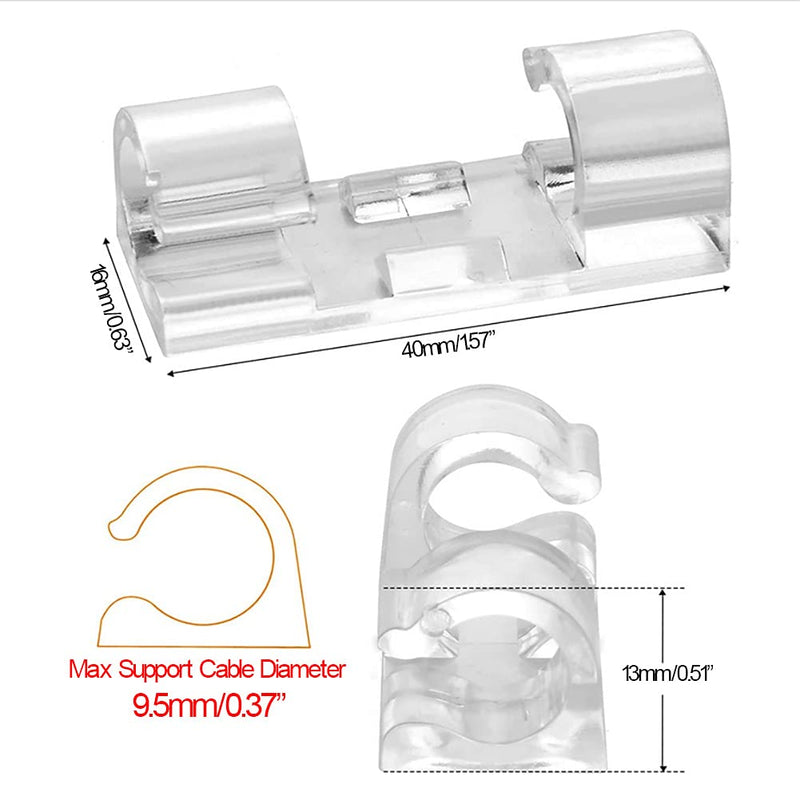  [AUSTRALIA] - 16pcs Wire Clips, Large Transparent Adhesive Cable clamp, Multipurpose Cord Holder, Car Cable Organizer, Cable Wire Management, Cable Holder for Car, Office and Home
