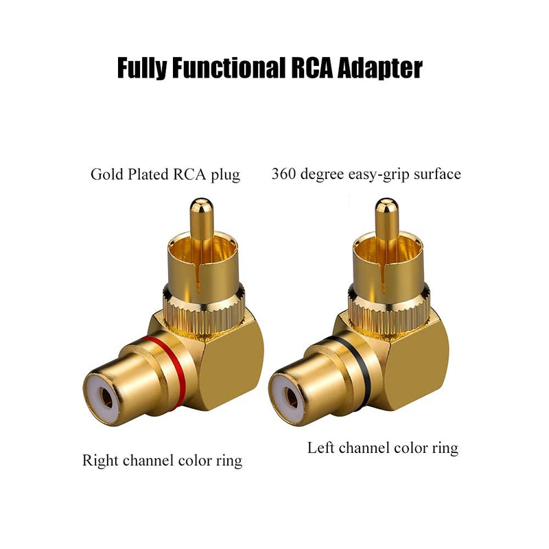  [AUSTRALIA] - Eightnoo RCA Right Angle Adapter - 90° Female to Male Gold-Plated Connector for Wall Mounted TV as Space Saver (4) 4