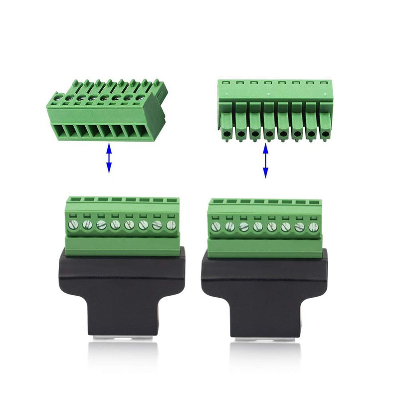  [AUSTRALIA] - Poyiccot RJ45 Screw Terminal Adaptor Connector, 2pack RJ45 Breakout /8p8c Female Jack to 8 Pin Screw Terminal Connector for Cat7 Cat6 Cat5 Cat5e Ethernet Extender CCTV Digital DVR Network Adapter