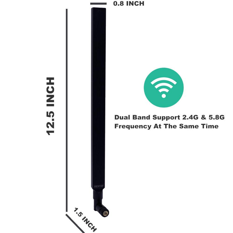 TECHTOO WiFi Antenna Dual Band 9 dBi 2.4/5.8GHz for Router AP - Security IP Camera - USB Card Adapter - PCI PCIe Cards - Range Extender - PC Desktop - Drone - PS4 Build (RP-SMA 1-Pack) RP-SMA 1-Pack - LeoForward Australia