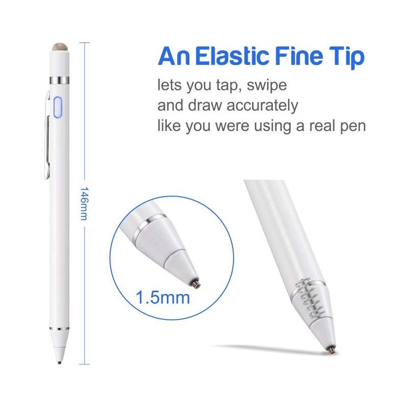 Stylus for Samsung Galaxy Tab A 10.1/10.5/8 Inch 2019 Pencil, EVACH Rechargeable Digital Pencil with 1.5mm Ultra Fine Tip Stylist Pens for Samsung Galaxy Tab A 10.1/10.5/8 Inch 2019,, White - LeoForward Australia